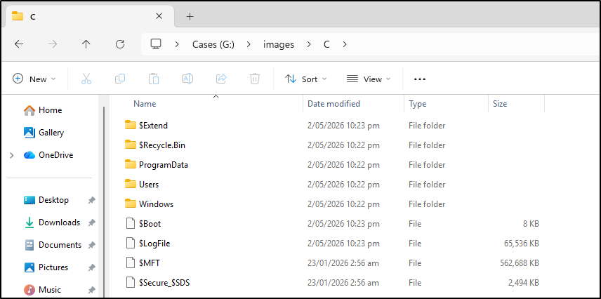 Screenshot: Review Windows Event Log output in the triage collection