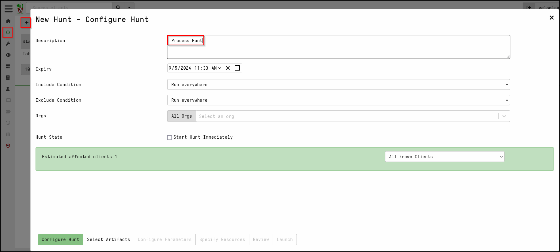 Create a process hunt