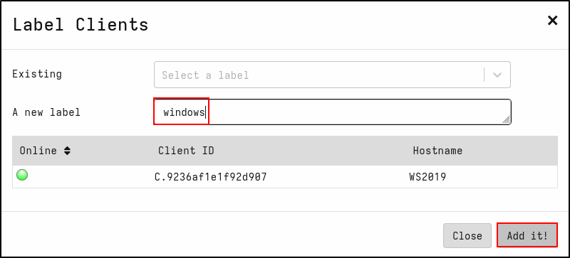 Add a Velociraptor client label