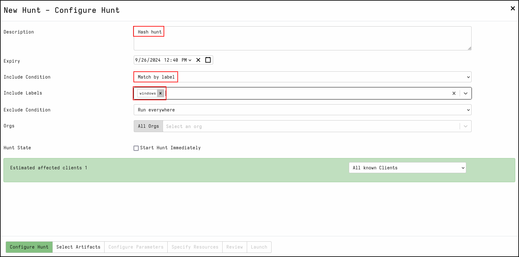 Create a hash hunt