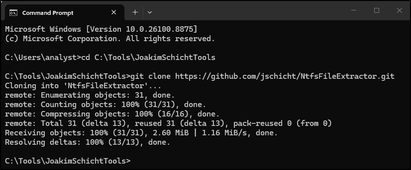 Screenshot: Clone the GitHub repository by running: