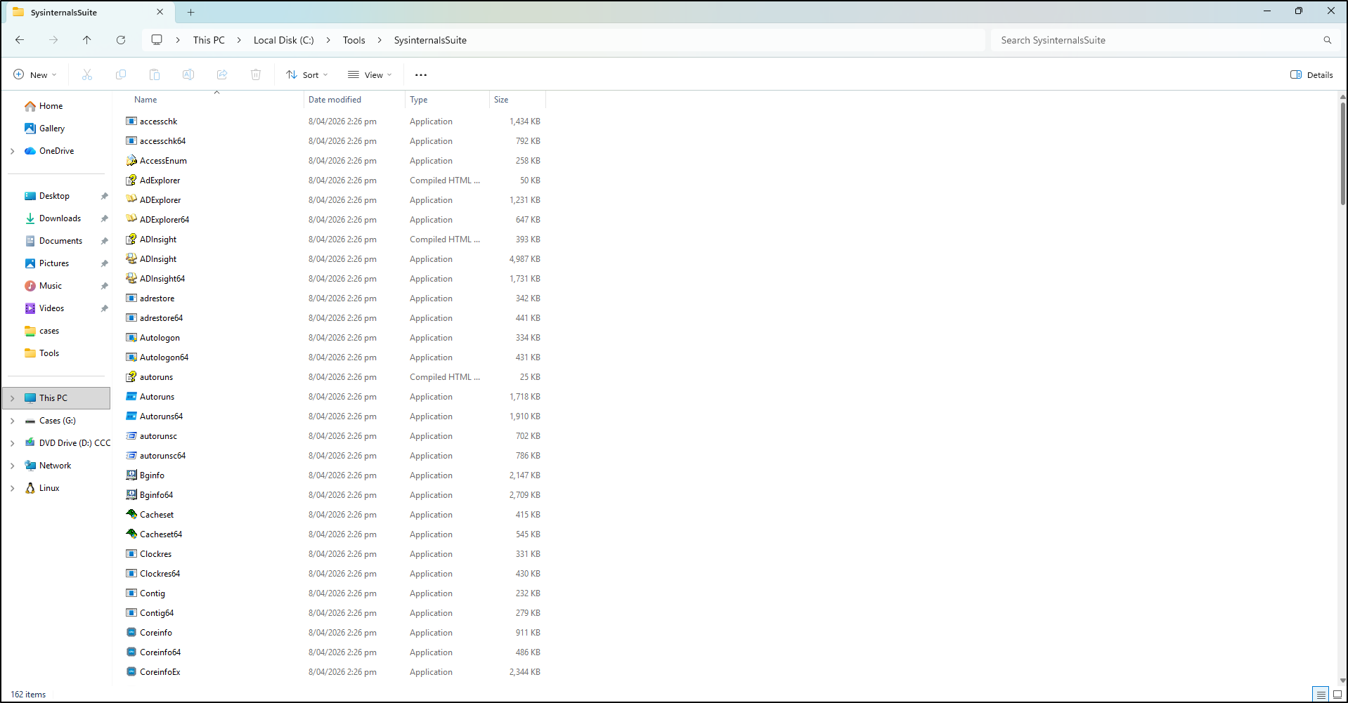 Screenshot: Download Sysinternals Suite and extract it to C:\Tools\SysinternalsSuite directory: