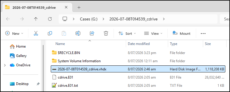 Screenshot: This process may take some time. After completion, it will create a compressed folder in E drive containing the virtual disk image. Copy…