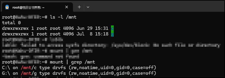 Screenshot: Check which drives are currently mounted:
