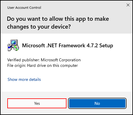 Screenshot: Approve the verified installer
