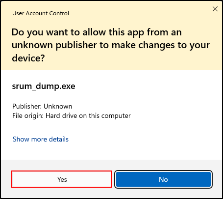Screenshot: Accept the User Account Control prompt