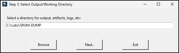 Screenshot: Select the output and working directory