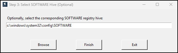 Screenshot: Select the corresponding SOFTWARE registry hive
